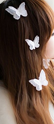 6Pcs White Double Embroidery Lace Butterfly Hair Clip Accessories For Women Girl Baby #TOP18