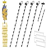 Ngdiluxury Hanging Merchadise Strips with Hooks,32 inches Chip Display Rack Stand 48 Clips Potato Chip Bag Holder with Label Headers Metal Retail Display Rack for Snack Candy 4Pcs Black