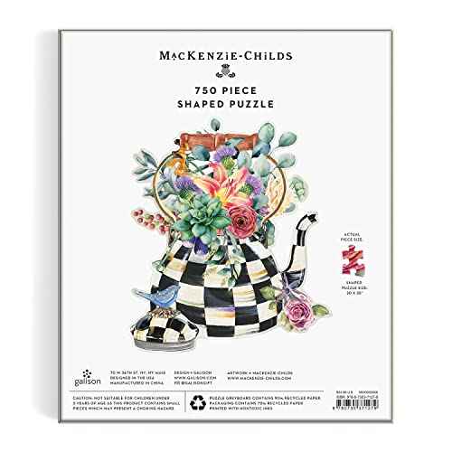 Mackenzie-Childs Blooming Kettle 750 Piece Shaped Puzzle from Galison - Shaped Jigsaw Puzzle, Featuring Original Artwork, Thick and Study Pieces, Challenging and Fun for Adults, Great Gift Idea!
