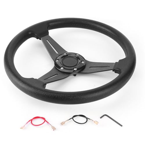 Racing Steering Wheel 350mm 6 Bolt PU Carbon Fiber Steering Wheel (Universal) (black)