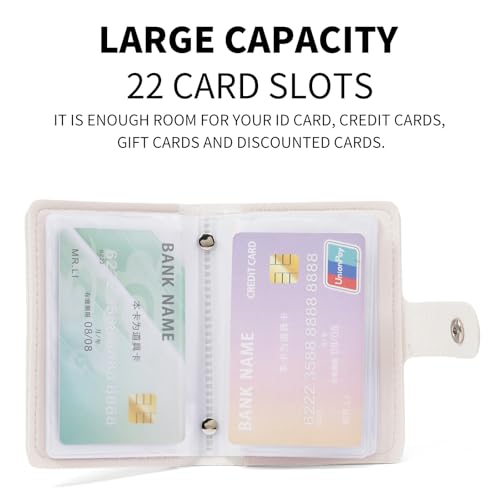 Image of RNIEGA Card Holder for Women Small Womens Wallet Vegan Leather RFID Blocking Transparent Card Case with 22 Slots