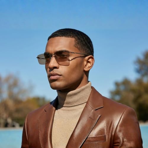 Image of SPECSMAKERS Streak Retro Sunglasses for Men Women | Rimless Rectangular Sunglasses | Polarized & 100% UV Protected | Goggles | Shades | STR1028