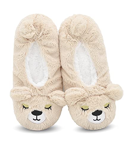 DICUIRD Womens Animal Soft Sole Slipper Socks with Grippers-Fuzzy House Cute Slippers
