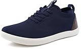WHITIN Mens Wide Toe Box Casual Dress Sneakers Knit Mesh Fashion Shoes Size 11 Zero Drop Business Work Walking Lightweight Casuales Zapatos De Vestir para Hombre Dark Blue 45