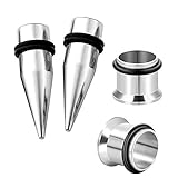HEKEUOR 4 Piece 316l Steel Tapers and Tunnels Ear Stretching Kit Gauges Gauging Plugs Choose 1g 7/16 1/2 9/16 00g-14g (1/2'(12mm))