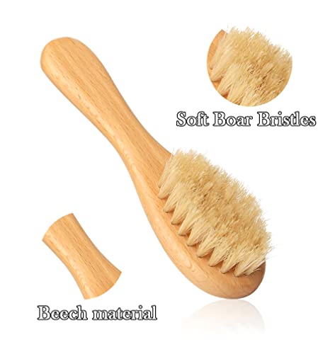 Men Small Beard Mustache Brush Soft Boar Hair Bristle Palm Round Handle For Untangling Beard Hairs Removes Tangles, Beard Dandruff, Ingrown Hairs And Detangles Loose Hairs With Ease-5.9In #TOP2