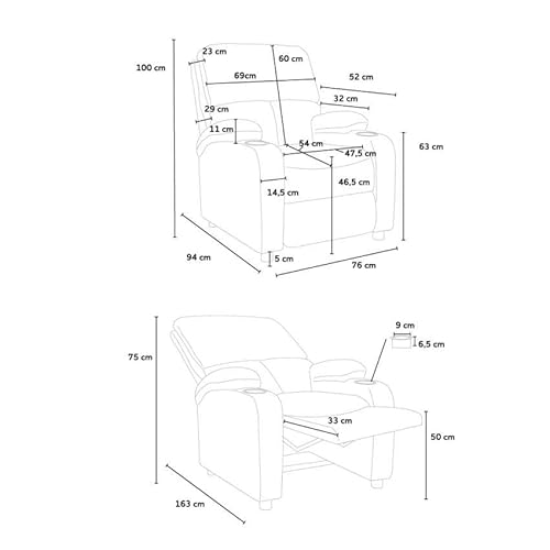 Produce Shop Poltrona Relax Reclinabile Con Poggiapiedi In Microfibra Velluto Laura - Nero - 7