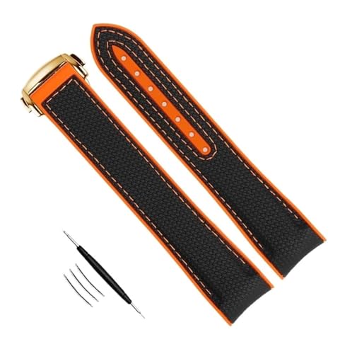 Bracelet montre silicone or 20mm finition courbe style Omega