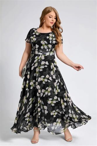 Image of Shasmi Women's Navy Blue Georgette Digital Floral Printed Floral Printing Short Sleeve A-Line Maxi Gown Dress for Women (Gown Dress 248)