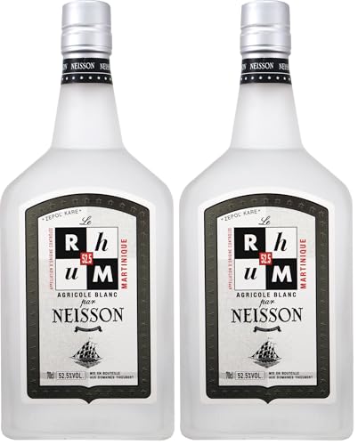 NEISSON - Le Rhum par Neisson - Rhum Blanc Agricole - Origine : France/Martinique - Notes de Canne à Sucre & Réglisse - 52,5% Alcool - 70 cl (Lot de 2)