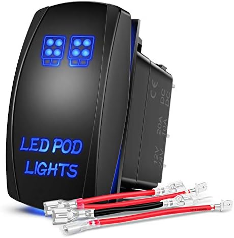 Nilight LED POD Lights Rocker Switch Led Light Bar Switch 5Pin Laser On/Off switches 20A/12V 10A/24V Switch with Jumper Wires Set for Cars,Trucks,RVs,2 Years Warranty