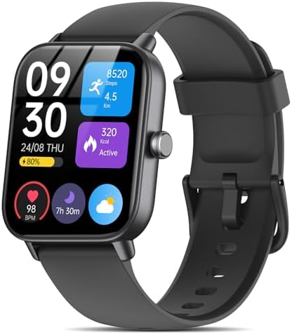 （01:00時点） スマートウォッチ【2026新登場・薄型軽量モデル】 iPhone/アンドロイド対応 Bluetooth5.3通話機能 1.8インチHD大画面 100種類以上スポーツモード 着信/SMS/LINE通知 活動量計 睡眠記録 天気予報 22mmベルト交換可能 メンズ レディース プレゼント (ブラック)