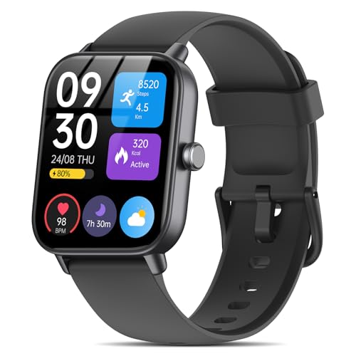 スマートウォッチ【2026新登場・薄型軽量モデル】 iPhone/アンドロイド対応 Bluetooth5.3通話機能 1.8インチHD大画面 100種類以上スポーツモード 着信/SMS/LINE通知 活動量計 睡眠記録 天気予報 22mmベルト交換可能 メンズ レディース プレゼント (ブラック)（Amazon）