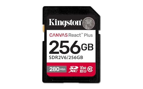 Kingston 256GB Canvas React Plus SD Card | Up to 280MB/s | High Performance Photography | Class 10 UHS-II U3 V60 | SDR2V6/256GB