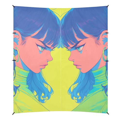 Angry Teen Girls Beach Tent UPF50 Water-Resistant Large Portable Sun Shelter with Sandbags and Shovel for Backyard and Camping