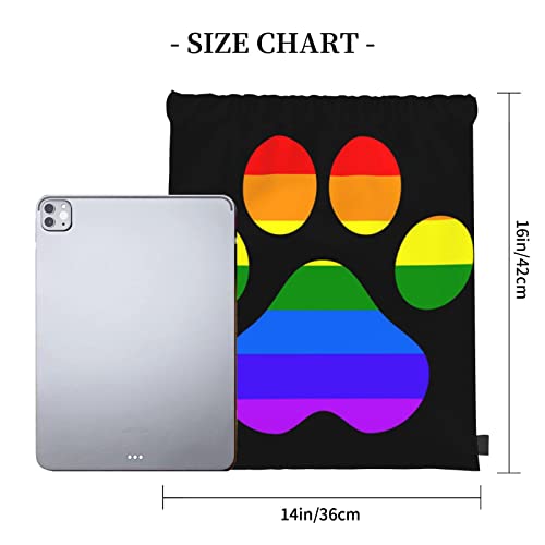 Lgbt Gay Lesbian Furry Paw Pride Rainbow Outdoor Drawstring Bags Gym Bag Fashion Simple, Suitable For Men And Women, Young And Old4