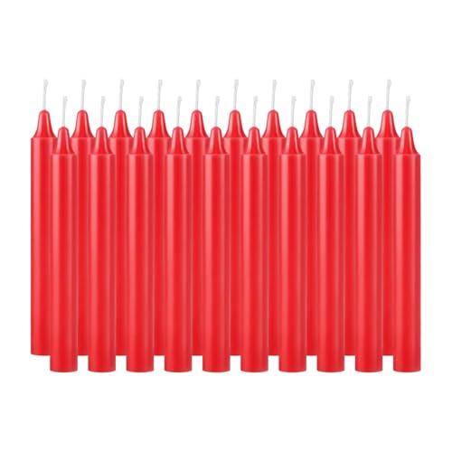 Scentoria 20 velas pontiagudas, cor vermelha, 1,5 cm de diâmetro, 17 cm, de comprimento com 4 horas de combustão, inodoro, para decoração de mesa, banquete, casamento