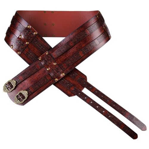 Medieval Viking Armor Corset Belt, Faux Leather Knight Warrior Pirate Costume, Adjustable 38.2-50’’ Waist3