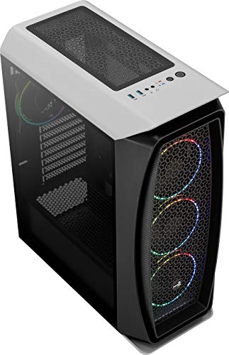 Gaming Pc Case Mid-Tower Chassis By Aerocool, Aeroone Eclipse White, Tempered Glass Panel, 4X Rgb Fans, 2X Usb 3.0, Atx Desktop Case #TOP3
