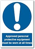 Signes En Étain Le Port D'Un Équipement De Protection Individuelle Approuvé Est Obligatoire Rétro Plaque En Tôle Vintage Plaque Poster Pour Garage Jardin Magasins 20X30Cm