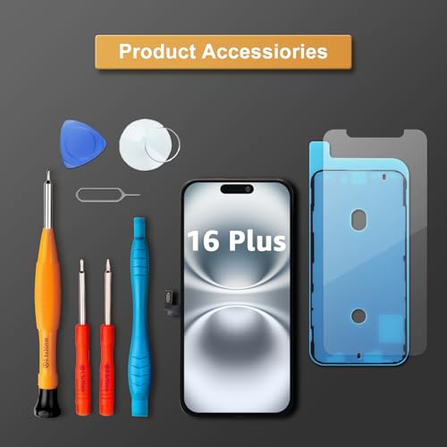 LL TRADER Screen Replacement for iPhone 16 Plus 6.7" LCD Retina FHD Display COF Touch Screen Digitizer with Repair Tool Kits, Waterproof Tape, Screen Protector by LL TRADER - Image 5
