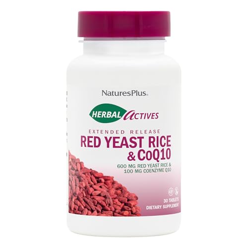 NaturesPlus Herbal Actives Red Yeast Rice 600mg & CoQ10 100mg, Extended Release - 30 Vegan Tablets - Maximum Potency Supplement, Antioxidant - Vegetarian, Gluten-Free - 30 Servings NaturesPlus Herbal Actives Red Yeast Rice 600mg & CoQ10 100mg, Extended Release - 30 Vegan Tablets - Maximum Potency Supplement, Antioxidant - Vegetarian, Gluten-Free - 30 Servings