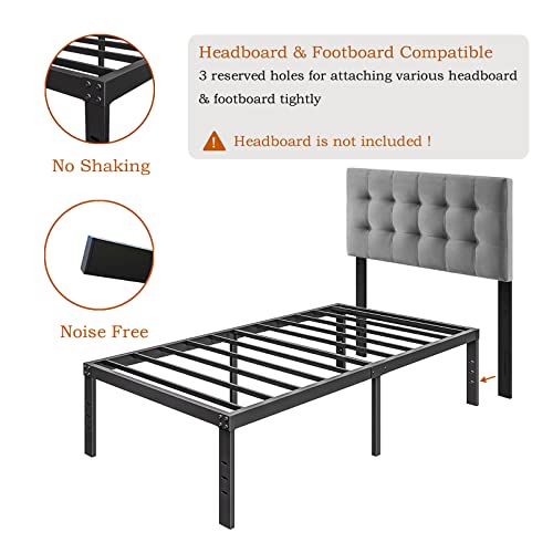 Comasach 16 Inch Twin Bed Frame No Box Spring Needed, 3500 Lbs Heavy Duty Metal Platform Bed Frames, Non-Slip And Noise-Free Mattress Foundation, Black #TOP2
