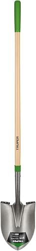 Round Point Shovel, 48-Inch Premium Hardwood Long Handle with 6-Inch Cushion Grip, Heavy-Duty Carbon Steel Digging Spade (Model 31184 / PRL-E)
