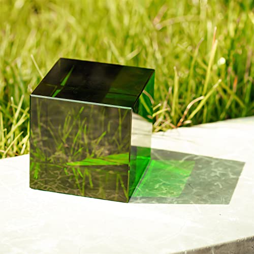 QFkris 2.2inch Crystal Glass Cube Prism Paperweight,Optic Prism Cube Figurine Collectibles for Office or Home Decor,Cool Science Gadgets,Birthday Gift (Green) - Thumbnail 5