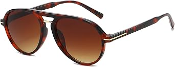 Retro Aviator Sunglasses for Women Men Classic 70s Vintage Double Bridge Sun Glasses Square Aviators Trendy Shades