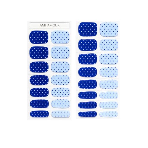 Semi Cured Gel Nail Strips Stickers Wraps | UV Nail Polish that Pops in Color (Whale Shark) for Women & Short Nails & Long Nails (Ami Amour)