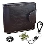 SPTwj Billetera de Cuero Cartera de Anime con Llavero y Anillo Monedero Anime Moderno y Versátil Regalo de Cumpleaños Navideños para Fanáticos del Anime Adolescentes Niños Hombres - Marrón