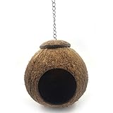 Vogelnest aus natürlichem Kokosnuss-Muschel, Kokos Gehäuse Vogel Nest, Pet Bird House Käfig, für Wellensittiche, Nymphensittiche, Kanarienvogel, Finken, Taubenkäfig, Hamster, Ratten