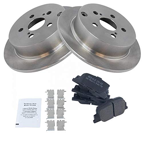 Image of TRQ Rear Brake Pad and Rotor Set Semi Metallic Solid Rotors | For 2005-2010 Scion tC