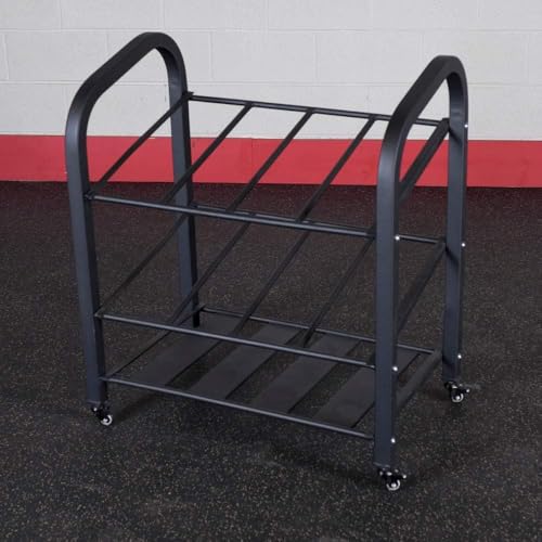 Body-Solid (GYR500 Foam Roller Storage Organizer and Yoga Mat Rack Holder with Lockable Wheels, Commercial and Home Gym Accessories Can Hold 12 Fitness Rollers and Mats