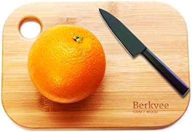 Berkvee Small Bamboo Wood Cutting Board Set (2 Pieces) - Mini Lightweight Wooden Fruit Cutting Board for Home Camping Trip