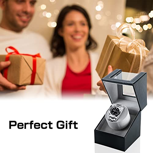 Homend Single Watch Winder In Black Leather, Quiet Japanese Mabuchi Motor, Battery (Not Included) Powered Or Ac Adapter #TOP6