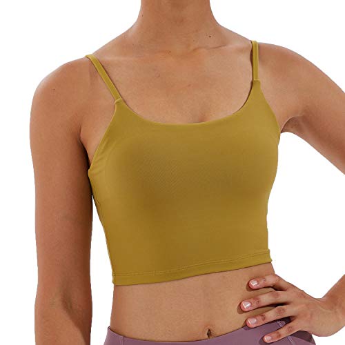 Image of Women's Strappy Stretch Sports Bra Longline Yoga Tank Top Fitness Bra Workout Camisole Crop Tops for Teen Girl