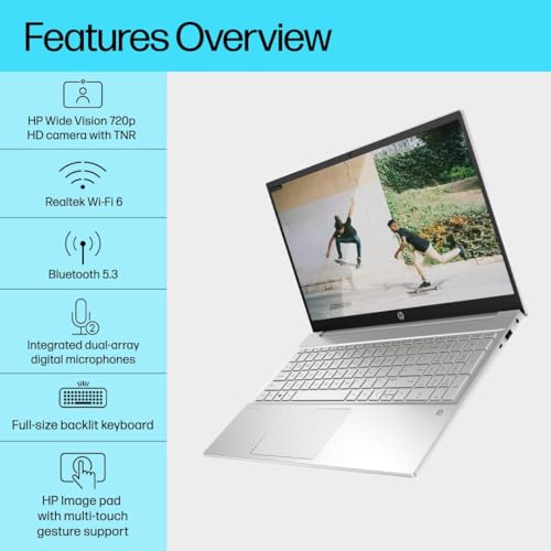 Image of HP Pavilion 15, 12th Gen Intel Core i3-1215U, 15.6-inch (39.6 cm), FHD, 12GB DDR4, 512GB NVMe SSD, Intel UHD Graphics, Backlit KB, Thin & Light (Win 11, MSO 2021, Silver, 1.74 kg),eg2124TU