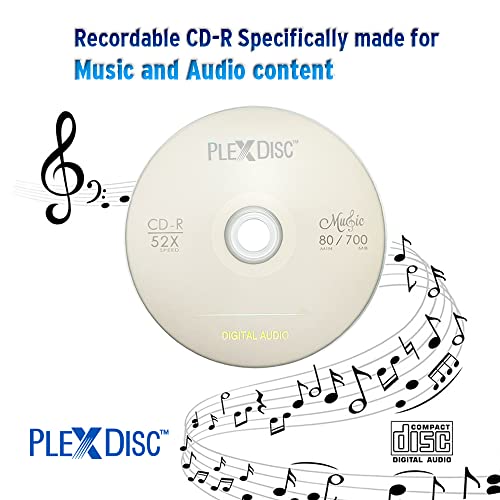 100 Pk Plexdisc 52X 700 Mb Digital Audio Music Cd-R Disc For Reliable Audio Recording And Playback #TOP1