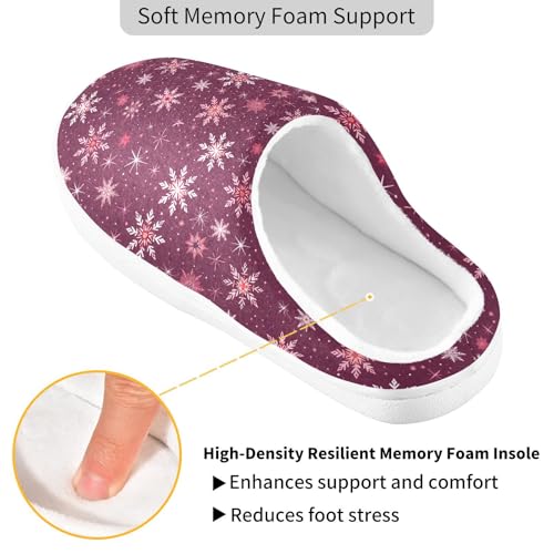 Fuzzy Memory Foam Slippers for Women/Men Snowflakes Pattern Fluffy Winter House Shoes Indoor and Outdoor3