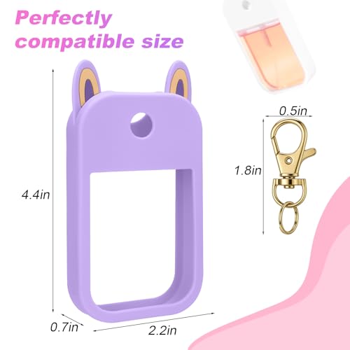 AIERSA Hand Sanitizer Spray Case Compatible with Touchland,Rabbit Ears Design Silicone Hand Sanitizer Case Holder with Keychain for Touch Land Mist Case 1FL. OZ (Purple)