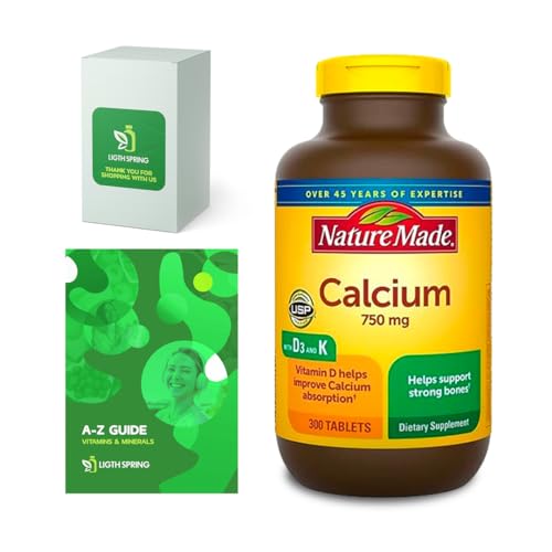 Nature-Made-Calcium-750-mg-with-Vitamin-D3-and-K-Dietary-Supplement-for-Bone-Support-300-Tablets-Bundle-with-Exclusive-Vitamins-Minerals-A-to-Z-Better-LigthSpring-Guide