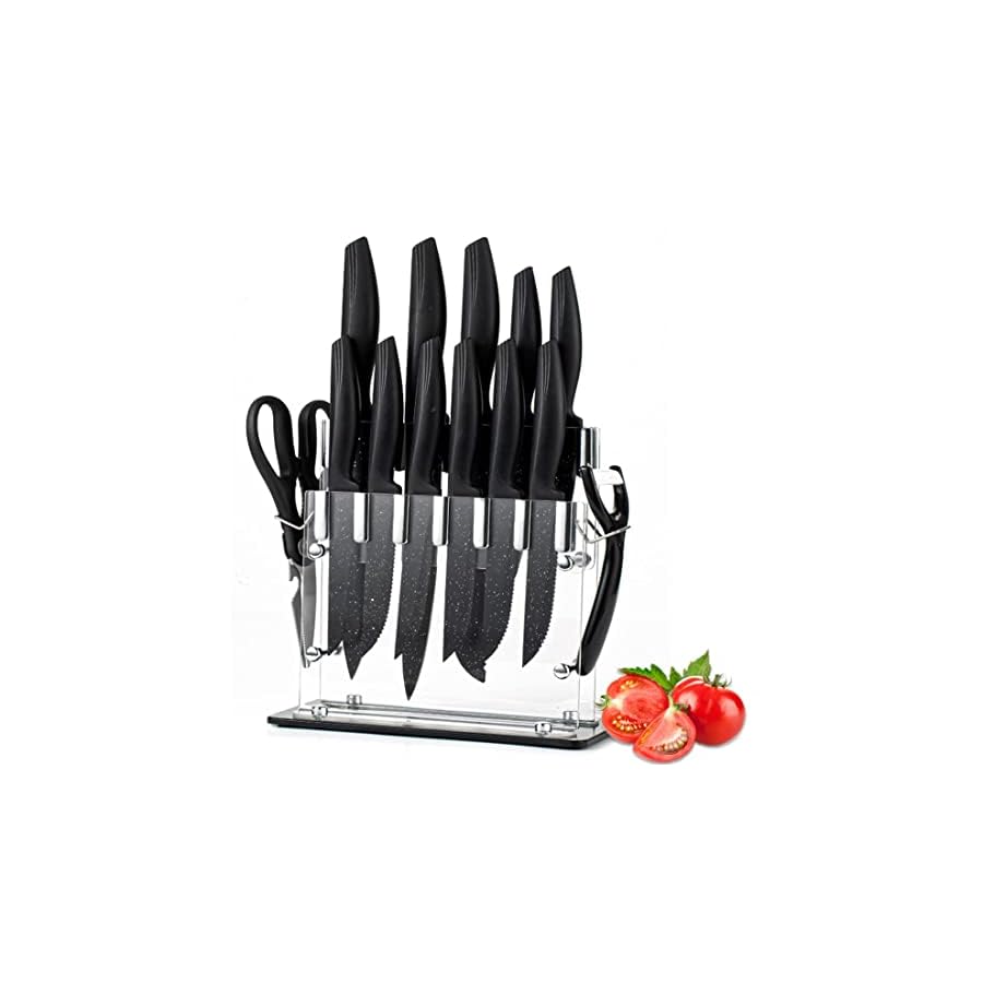 Kitchen-Knife-Set-Non-Stick-14-Pcs-Knives-Set-with-Block-Sharp-Stainless-Steel-Knife-Sets-Contain-6-Steak-Knives-Clear-Acrylic-Stand-Nonstick-Chef-Knife-Best-Gift Kitchen Knife Set Non Stick 14 Pcs Knives Set with Block Sharp Stainless Steel Knife Sets Contain 6 Steak Knives, Clear Acrylic Stand Nonstick Chef Knife Best Gift