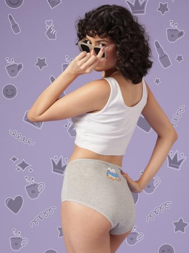 Image of Clovia Chuddy Buddies Cotton Printed Back Hipster Panties for Women Combo -Pack of 3- Multicolor