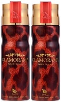 Ekoz Glamorama Maroon Deodorant Body Spray For Women 200 Ml Gift For Wedding Anniversary (Pack Of 2)