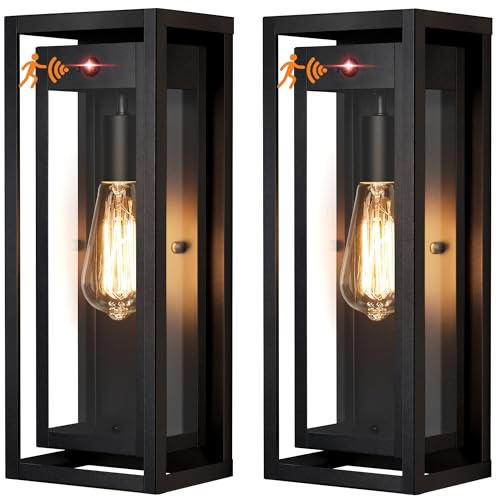 Slypadan 15' Motion Sensor Outdoor Wall Sconce Set of Two, Large Dusk to Dawn Outdoor Sconce Lights...