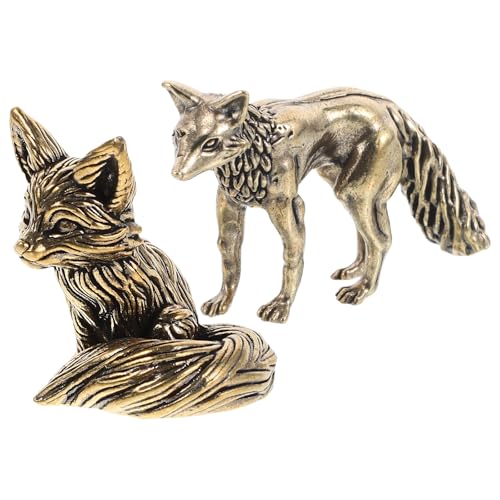 Mini figurinas de zorro de bronce vintage para decoración