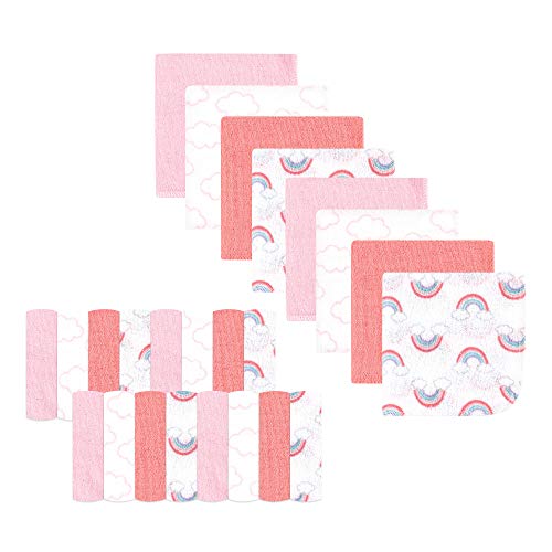 Image of Luvable Friends Unisex Baby Super Soft Bundle Washcloths, Pink Clouds, One Size