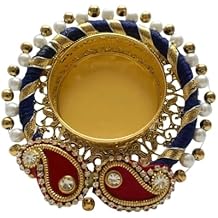 Decorative Lamp/Diya &ndash; Handmade Diwali Diya for All Occasions &ndash; Traditional Indian Diya for Pooja, Housewarming, Return Gifts, Navratri, and Festive Home Decor - Pearl and Blue